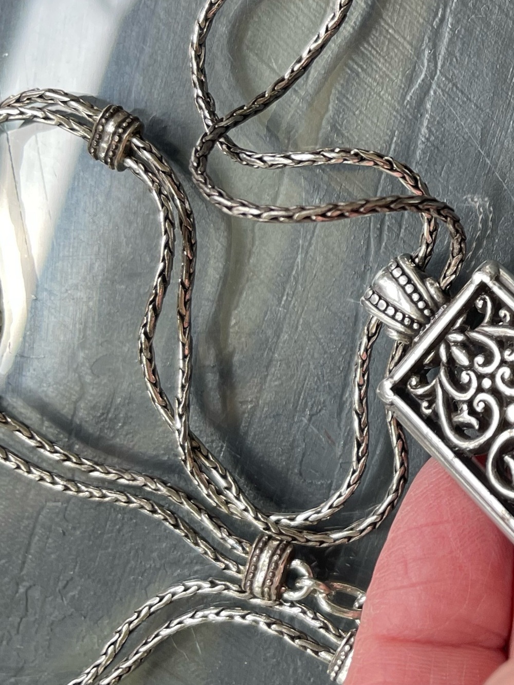 N341 NWOT Brighton silver plated double-strand chain retired pendant necklace - Picture 2 of 12